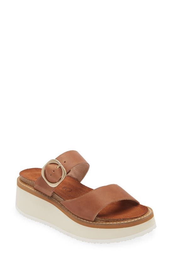 Shop Naot Halvah Platform Wedge Sandal In Latte Brown Leather