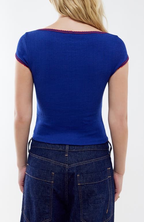 Shop Bdg Urban Outfitters Sunny Pointelle Stitch Top In Navy/red