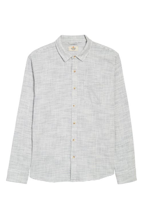 Marine Layer Selvage Striped Long Sleeve Button Front Shirt In Natural/black Stripe