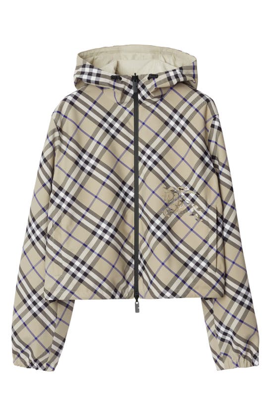 Shop Burberry Reversible Check Hooded Jacket In Lichen Ip Check