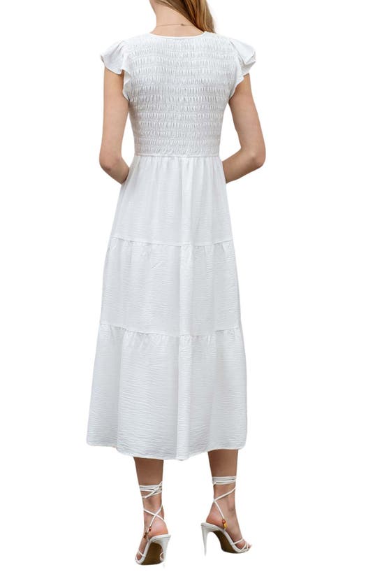 Shop Blu Pepper Flutter Sleeve Midi Dress In White