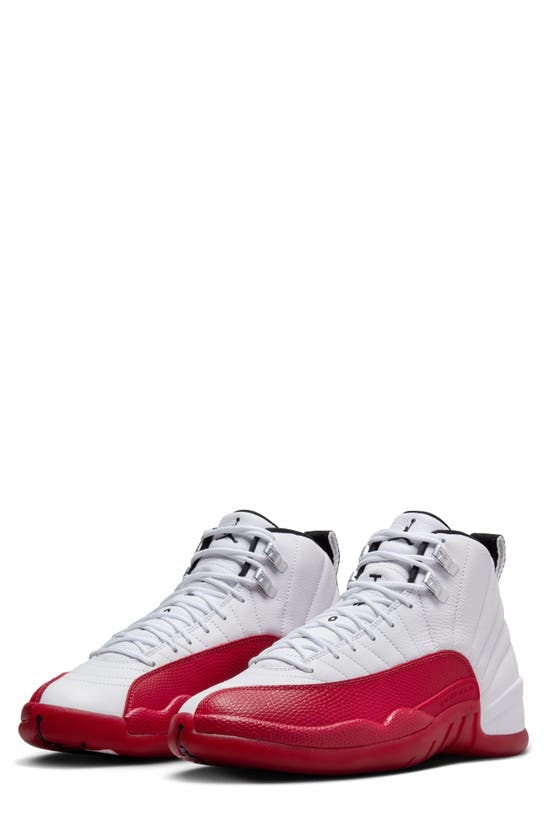 Jordan Air 12 Retro Basketball Shoe In White/ Black/ Varsity Red
