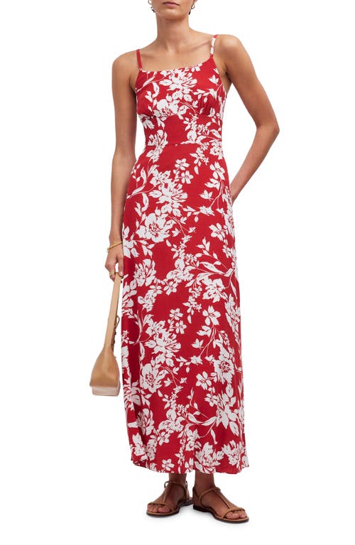 Shop Madewell Floral Square Neck Tank Dress In Exploded Red Floral