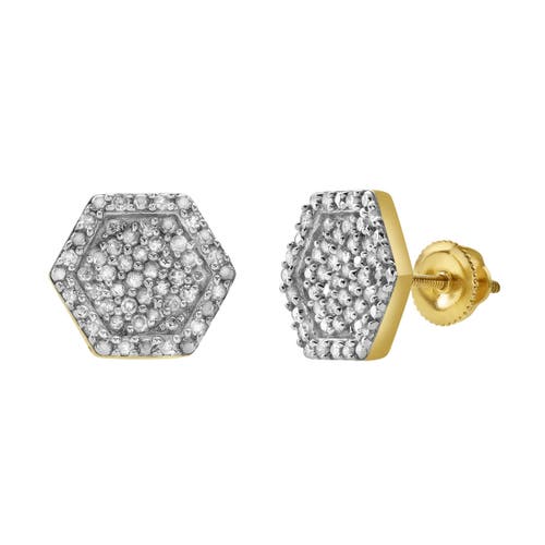 Luvmyjewelry Slates 10k Yellow Gold Diamond Stud Earrings In 10k Yellow Gold