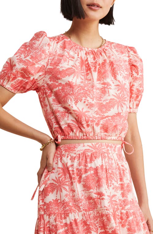 vineyard vines Palm Print Puff Sleeve Top Toile - Rum Runner at Nordstrom,