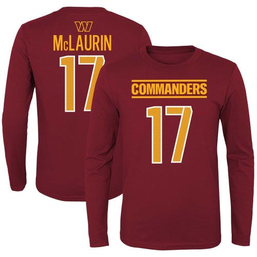 Outerstuff Youth Terry McLaurin Burgundy Washington Commanders Mainliner Player Name & Number Long Sleeve T-Shirt