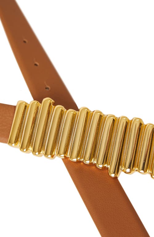 Shop B-low The Belt Vesna Leather Belt In Cuoio Gold