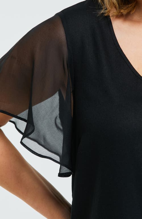 Estelle Shadow Linen Blend Midi Dress In Black
