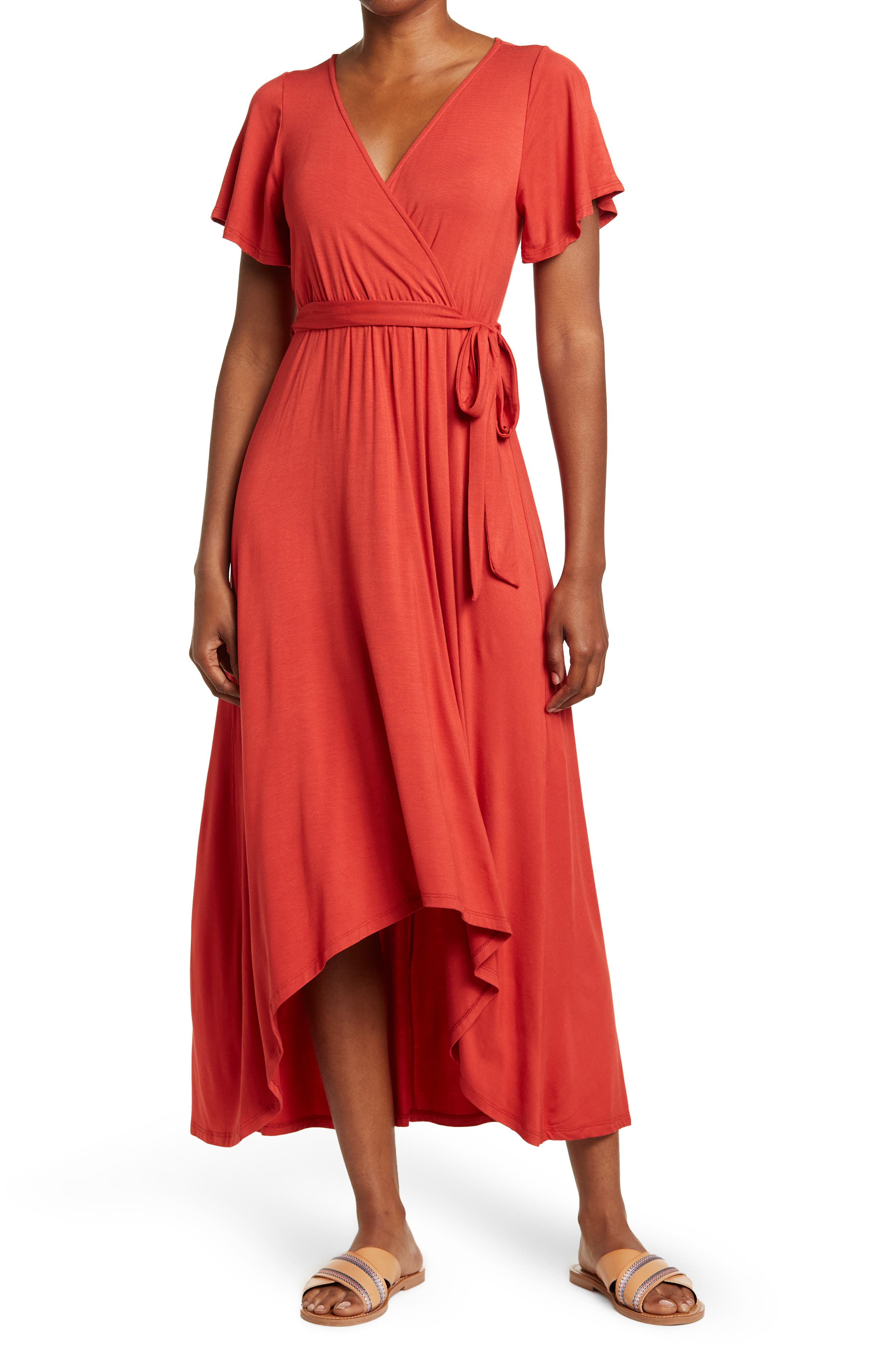 rust wrap dress