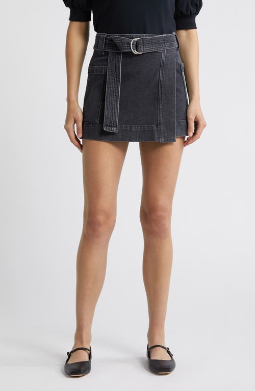 Rails Deanna Belted Denim Wrap Miniskirt Black Pearl at Nordstrom,