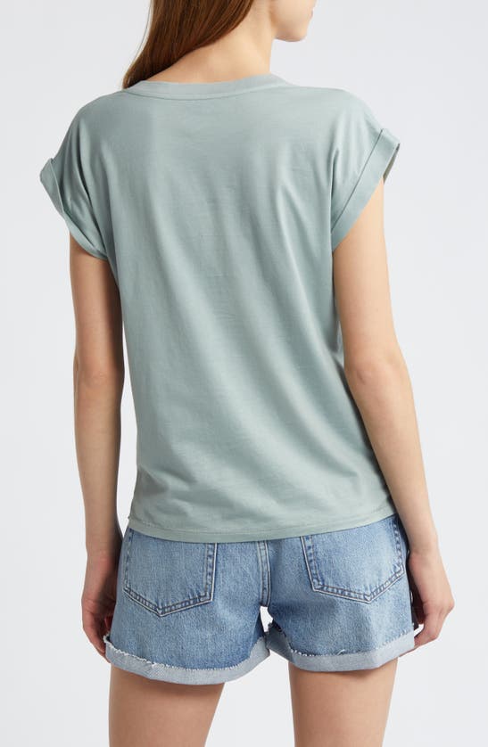 Shop Frame Easy Cotton V-neck T-shirt In Sage