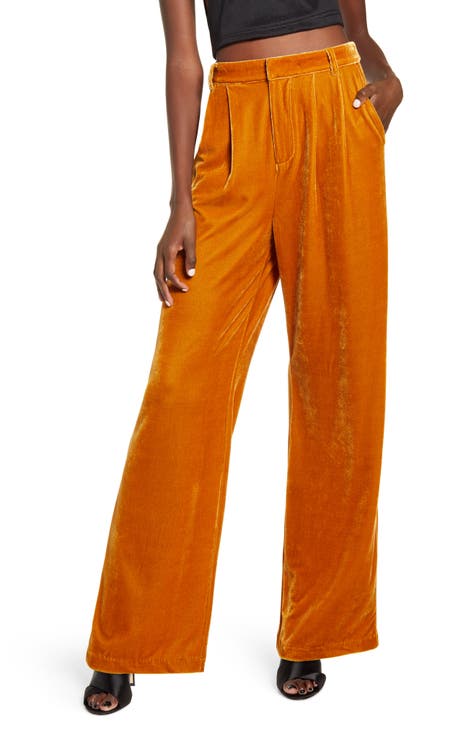 Camel Velvet Wide Pants