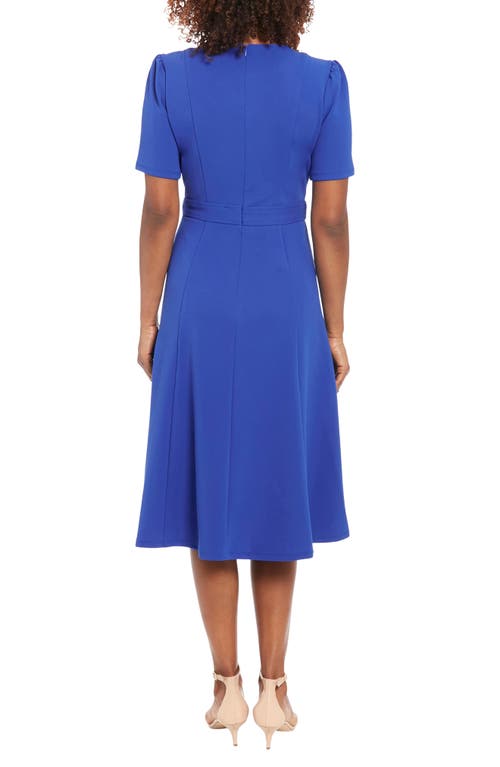 LONDON TIMES LONDON TIMES SIDE TAB FIT & FLARE DRESS