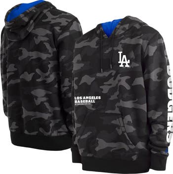 Men's Los Angeles Dodgers New Era Black Raglan Quarter-Zip Hoodie
