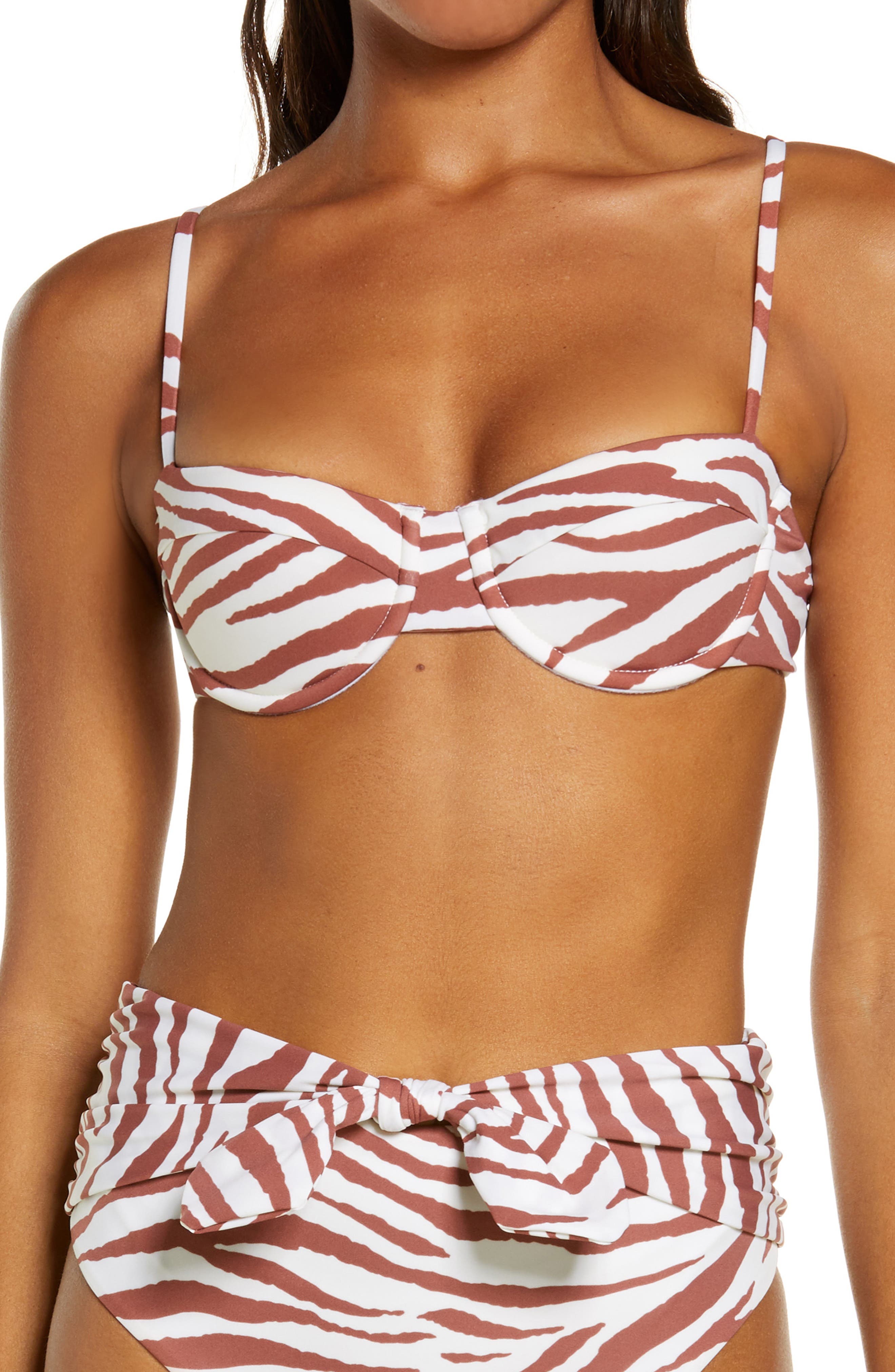 Veronica Beard Dyer Tiger Stripe Underwire Bikini Top In Rust