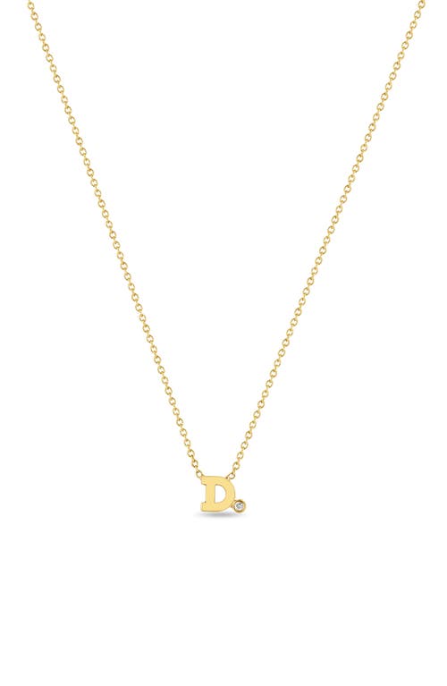 Zoë Chicco Diamond Initial Pendant Necklace in Yellow Gold-D at Nordstrom, Size 16