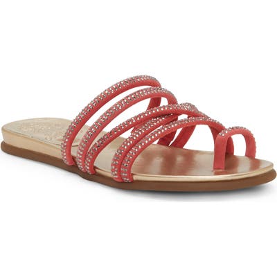 Vince Camuto Ezzina Crystal Embellished Slide Sandal- Coral