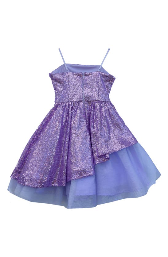 Shop Un Deux Trois Kids' Peekaboo Sequin Party Dress In Lilac