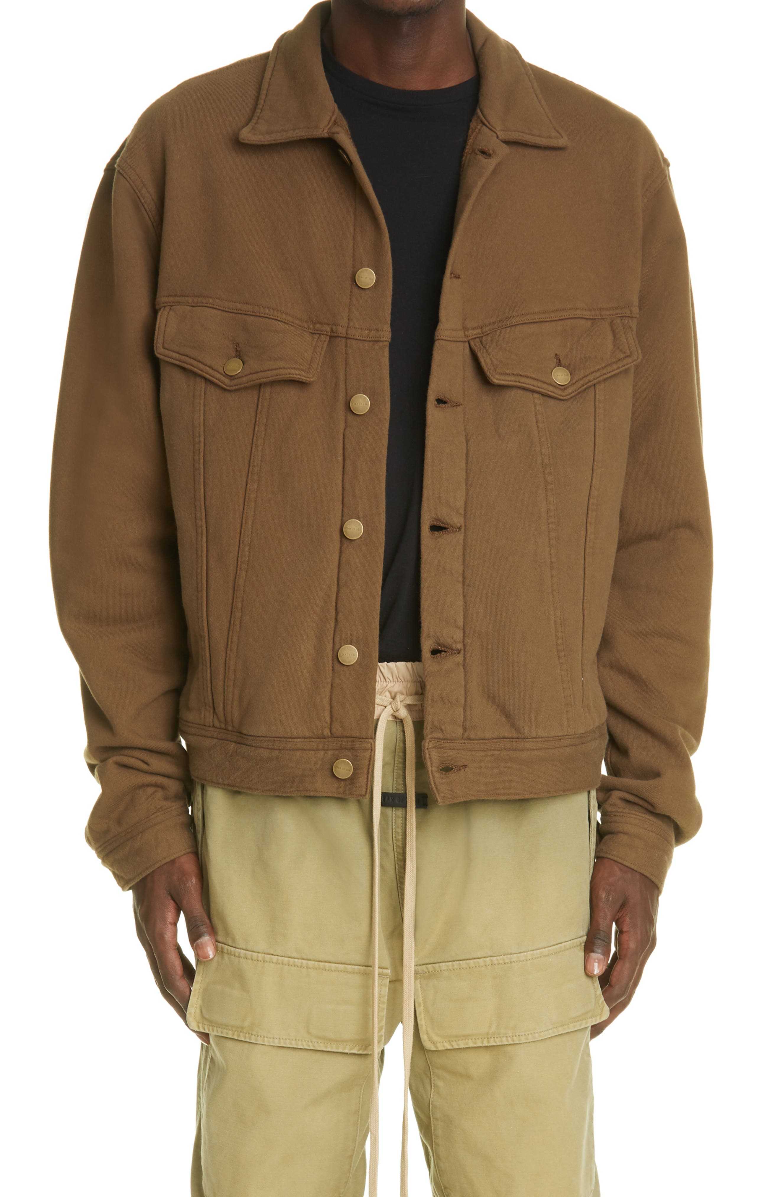 Fear of God Trucker Jacket in Mocha at Nordstrom, Size X-Large