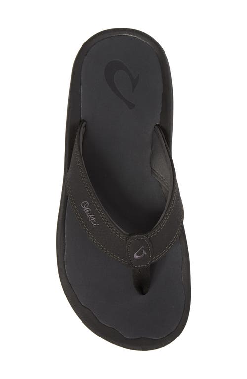 Shop Olukai Ohana Flip Flop In Black/dark Shadow