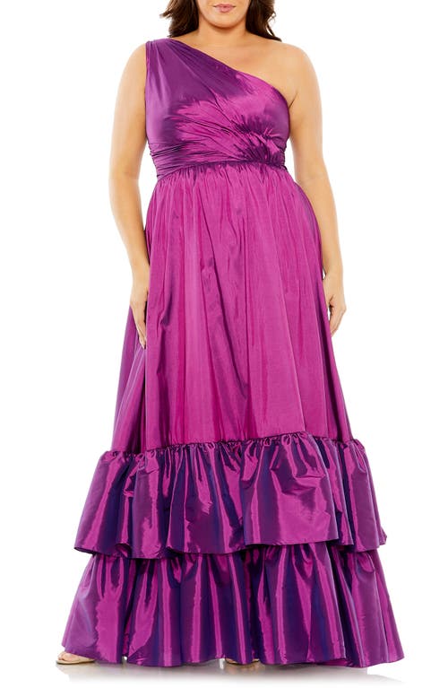 Metallic One-Shoulder Gown in Ultra Violet