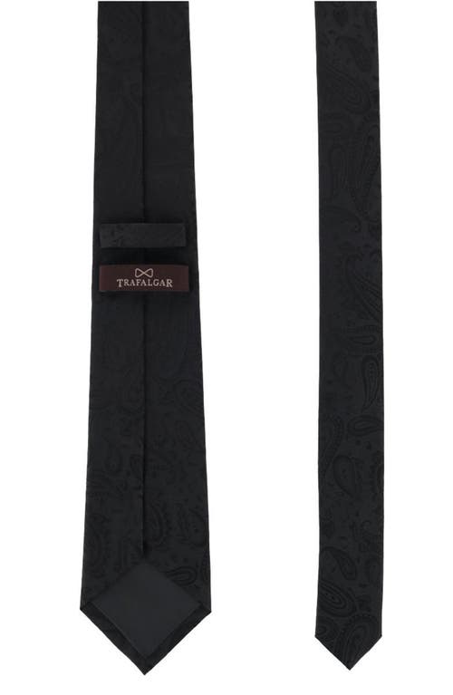 Shop Trafalgar Banbury Paisley Silk X-long Tie In Black