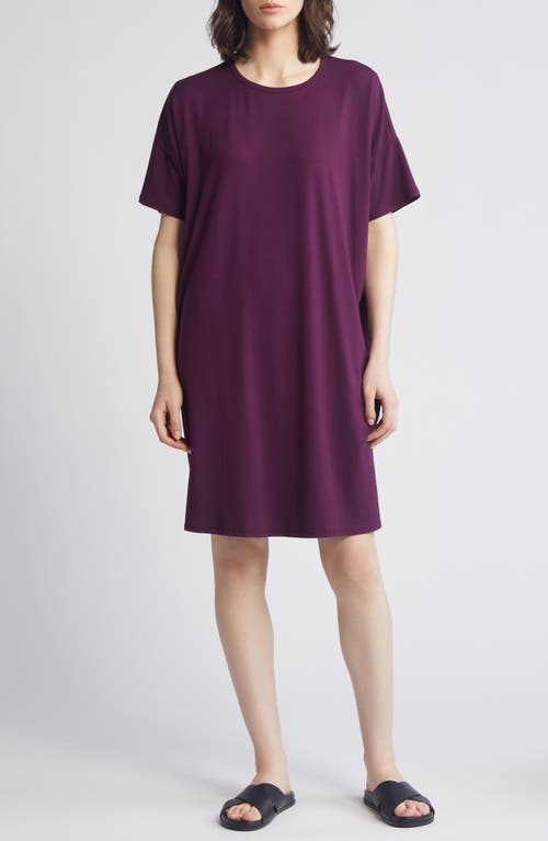 Shop Eileen Fisher Boxy Crewneck T-shirt Dress In Blackberry