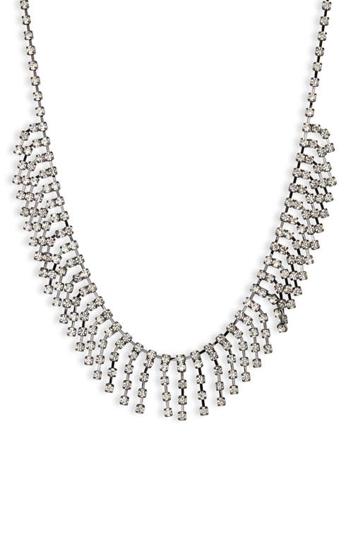 Open Edit Rhinestone Fringe Collar Necklace in Clear- Hematite at Nordstrom