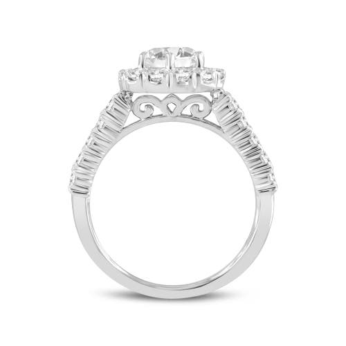 LUVMYJEWELRY LUVMYJEWELRY SERAPHINE 14K WHITE GOLD ROUND CUT LAB GROWN DIAMOND HALO ENGAGEMENT RING 