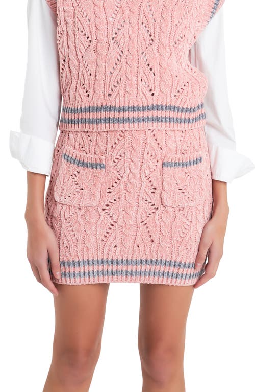 English Factory Chenille Miniskirt In Pink/grey