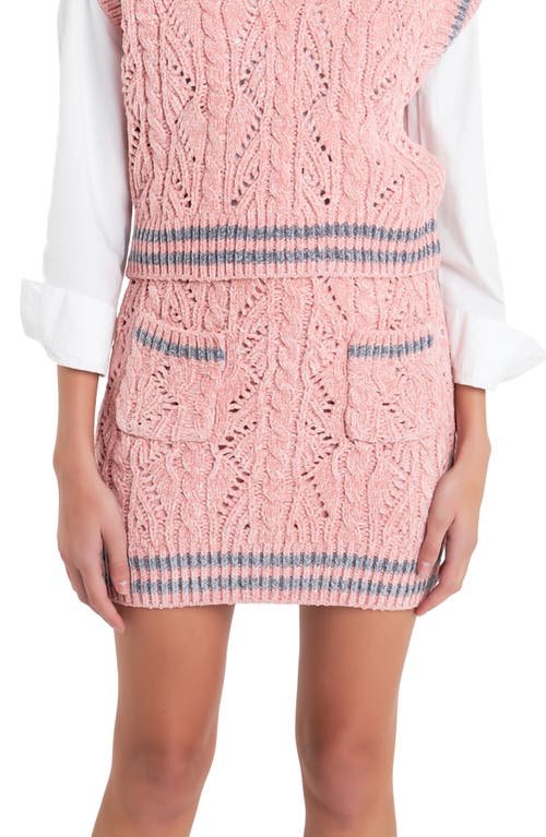 Shop English Factory Chenille Miniskirt In Pink/grey