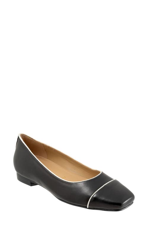 Shop Trotters Harbor Cap Toe Flat In Black/white