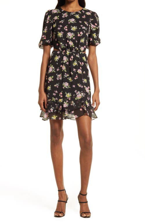 Charles Henry Floral Cutout Dress in Black Ditsy Floral