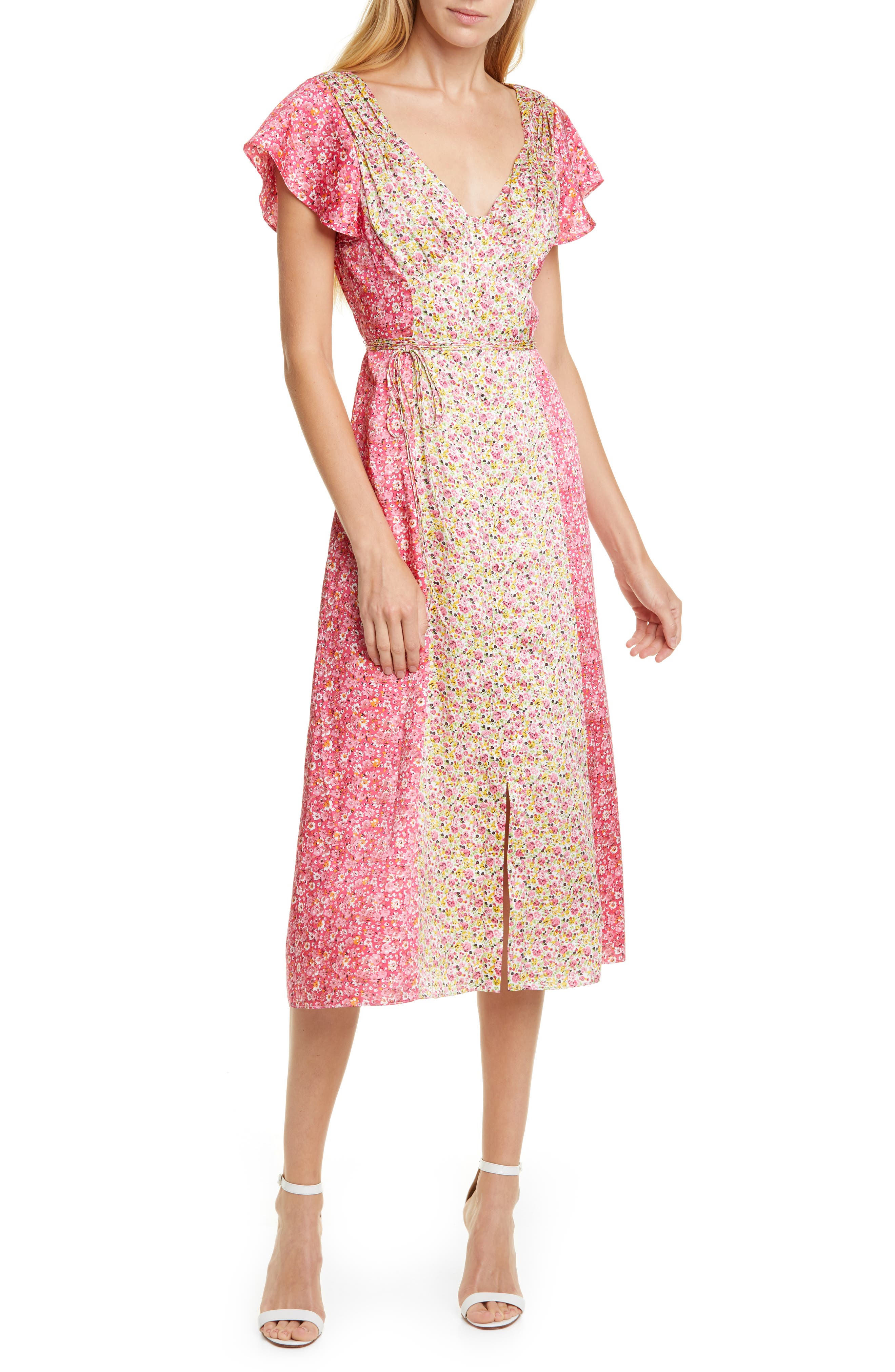 Cinq A Sept Jessica Floral Stripe Midi Dress, White