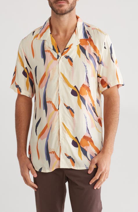 Print Short Sleeve Button-Up Shirt