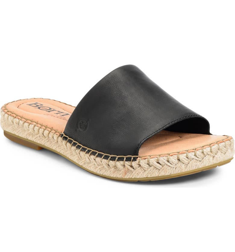 BØRN San Benito Espadrille Slide Sandal, Main, color, BLACK LEATHER