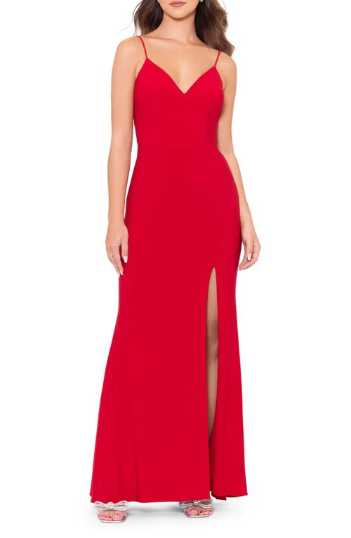 Xscape Evenings Knotted Open Back Gown Red at Nordstrom,