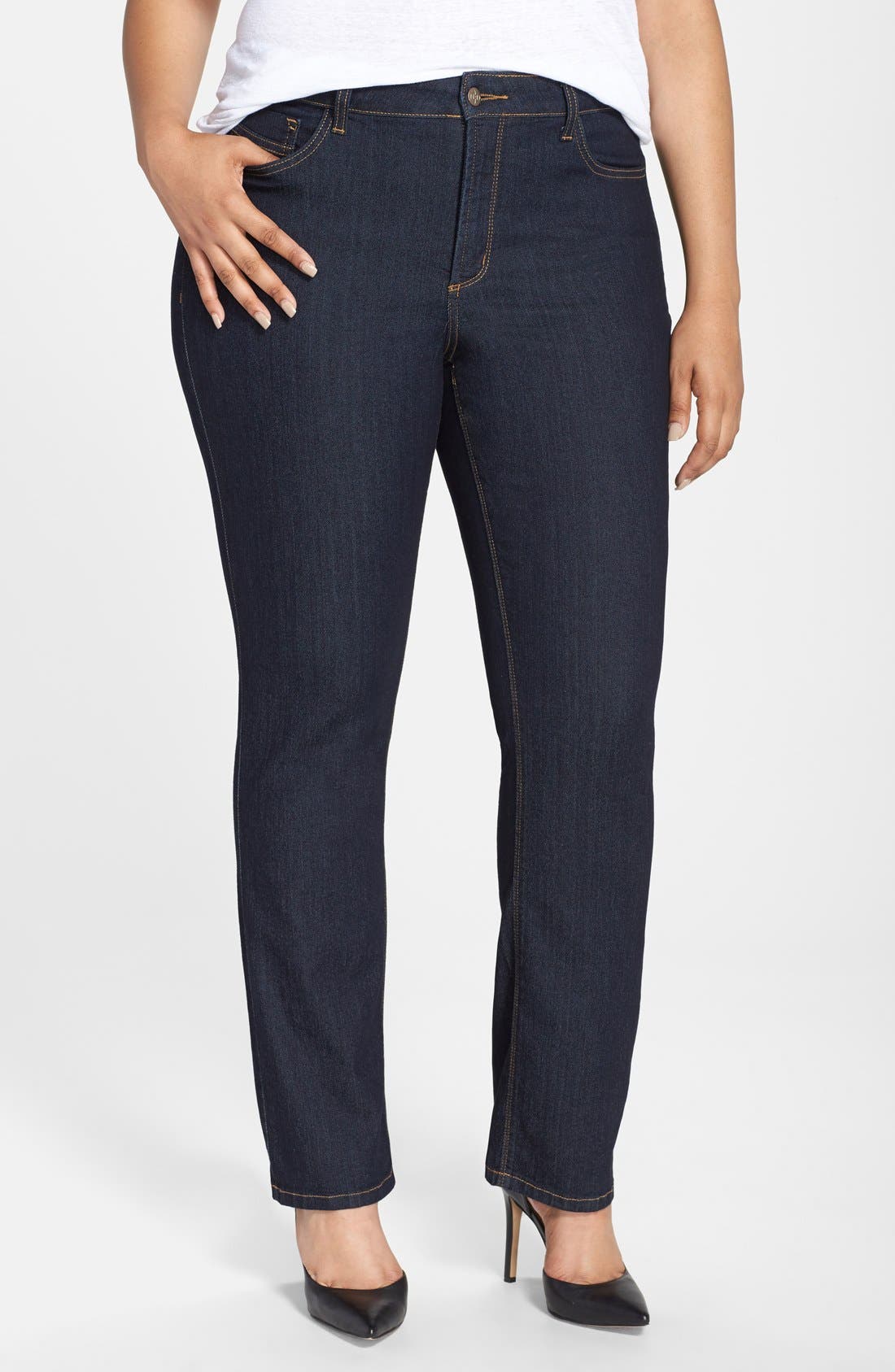 NYDJ 'Marilyn' Stretch Straight Leg Jeans (Dark Enzyme) (Plus Size) Nordstrom