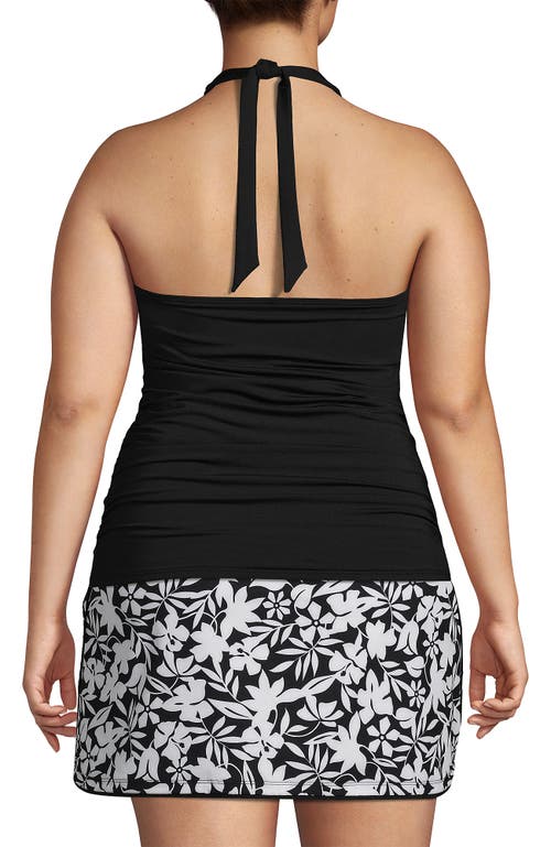 Shop Lands' End Chlorine Resistant Square Neck Halter Tankini Swimsuit Top In Black