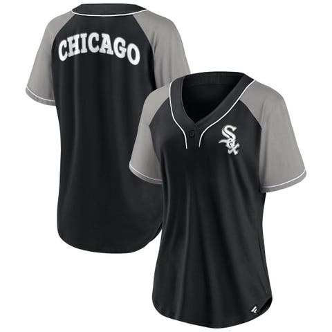 Women's Black Chicago White Sox Oversized Long Sleeve Ombre Spirit Jersey T- Shirt