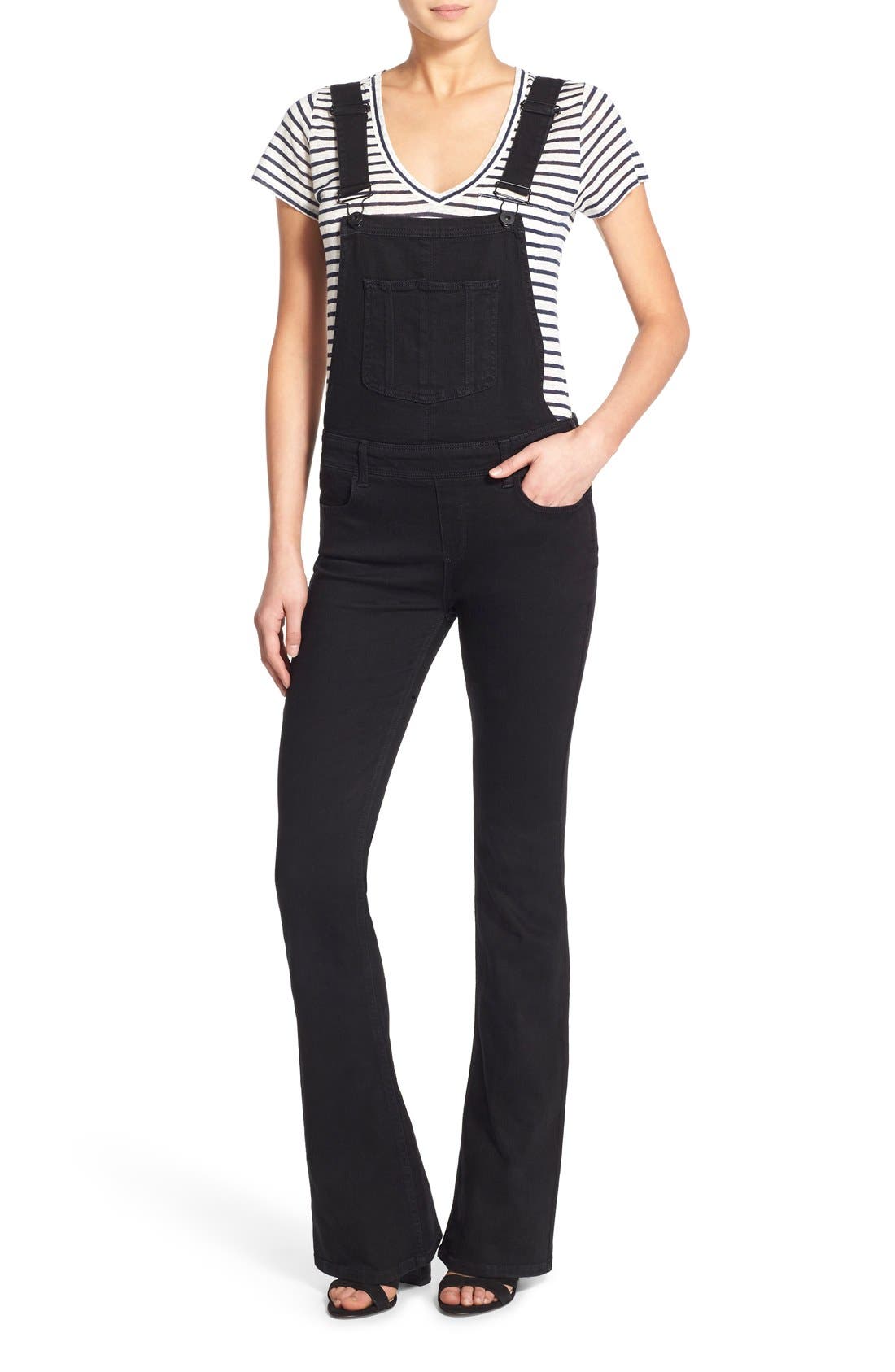 Paige Denim 'Tavie' Flare Overalls (Raven Black) Nordstrom