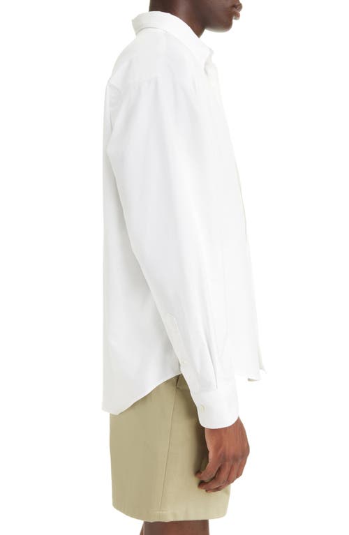 Shop Ami Alexandre Mattiussi Ami Paris Ami De Coeur Boxy Fit Cotton Oxford Button-down Shirt In Natural White/168