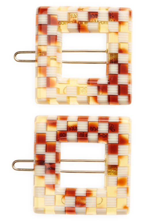 france luxe Assorted 2-Pack Cutout Barrettes in Damier at Nordstrom