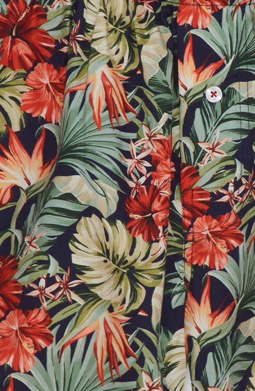 Druthers Nyc Organic Cotton Oahu Hawaiian Print Boxer Short In Oahunavy