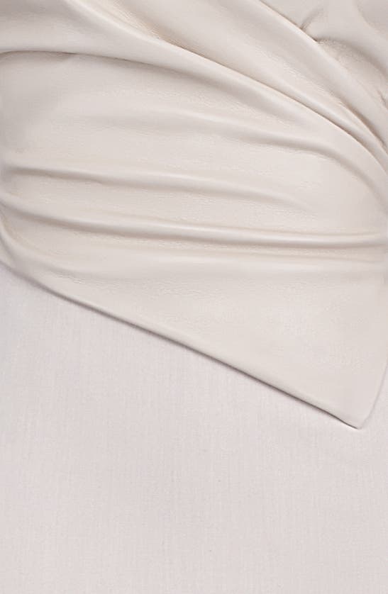 House Of Cb Laria Pleated Faux Leather Cocktail Dress In Ecru