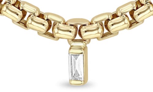 Zoë Chicco Baguette Diamond Box Chain Necklace In 14k Yellow Gold