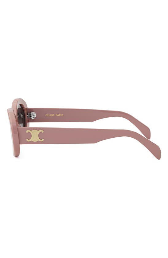 Shop Celine Triomphe 52mm Oval Sunglasses In Shiny Pink / Smoke