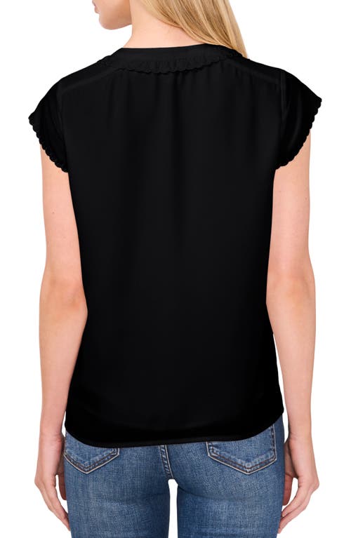 Cece Women's Scalloped Cap Sleeve Blouse In Rich Black