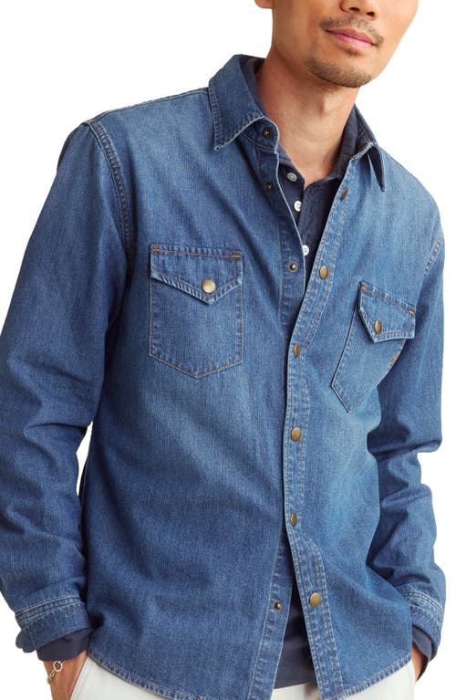 Shop Billy Reid Rosedale Denim Snap-up Shirt In Light Indigo