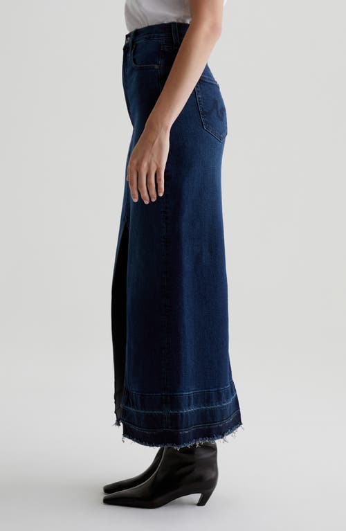 Ag Davina Front Slit Denim Midi Skirt In Midnight Sun
